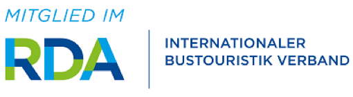 Logo des RDA Internationaler Bustouristik Verband mit den Worten "Mitglied im RDA".